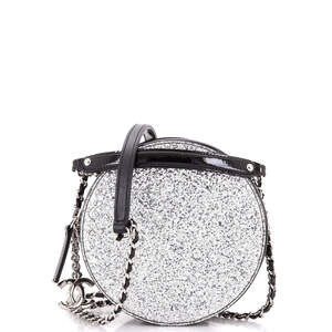 Chanel Mini Evening On The Moon Round Evening Bag Glittered PVC with Patent